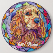 Cocker Spanel Pet Dog Stain Glass Design Button (Vorderseite)