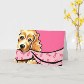 Cocker Spanel Pink Ribbon Scarf BCA Karte (Gelbe Blume)