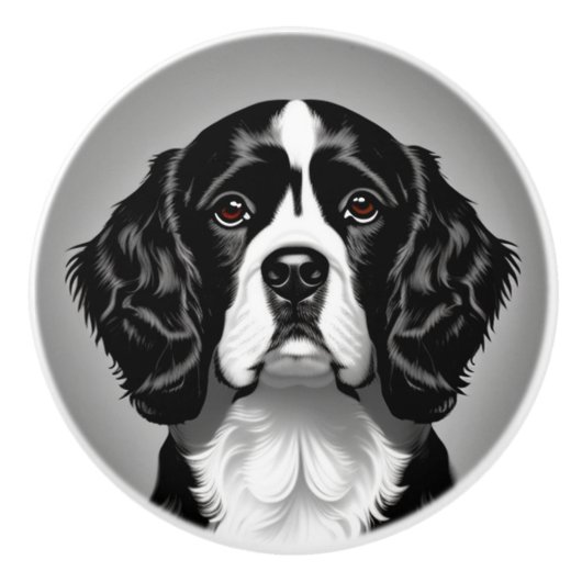Cocker Spanel Portrait Keramikknauf (Vorderseite)