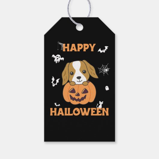 Cocker Spanel Pumpkin Niedlich Hunde Happy Hallowe Geschenkanhänger (Vorderseite)