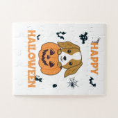 Cocker Spanel Pumpkin Niedlich Hunde Happy Hallowe Puzzle (Horizontal)