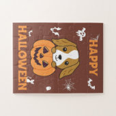 Cocker Spanel Pumpkin Niedlich Hunde Happy Hallowe Puzzle (Horizontal)