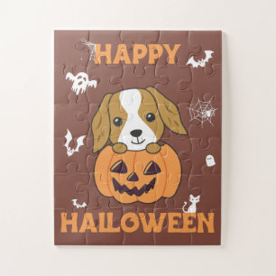 Cocker Spanel Pumpkin Niedlich Hunde Happy Hallowe Puzzle