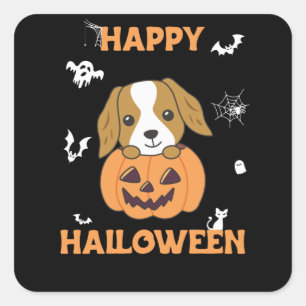 Cocker Spanel Pumpkin Niedlich Hunde Happy Hallowe Quadratischer Aufkleber