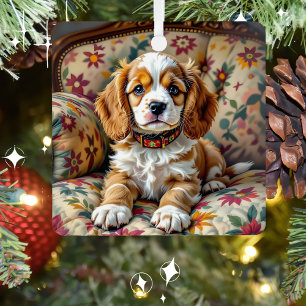 Cocker Spanel Puppy Dog Personalisiert Weihnachten Ornament Aus Metall