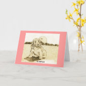 Cocker Spanel Puppy Karte (Gelbe Blume)