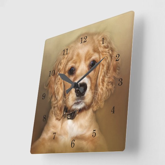 Cocker Spanel Puppy Quadratische Wanduhr (Winkel)