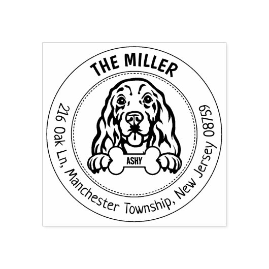 Cocker Spanel Rücksendeadresse Gummistempel (Prägung)