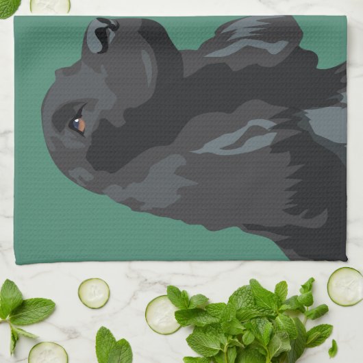 Cocker Spanel - Schwarz - Vorlagen der Rasse Geschirrtuch (Gefaltet)