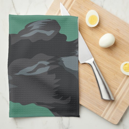 Cocker Spanel - Schwarz - Vorlagen der Rasse Geschirrtuch (Viertel Falte)