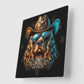 Cocker Spanel Sheriff Clock - Funny Cowboy Dog Quadratische Wanduhr (Winkel)