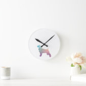 Cocker Spanel Silhouette Geometrisches Muster Ps Runde Wanduhr (Zuhause)