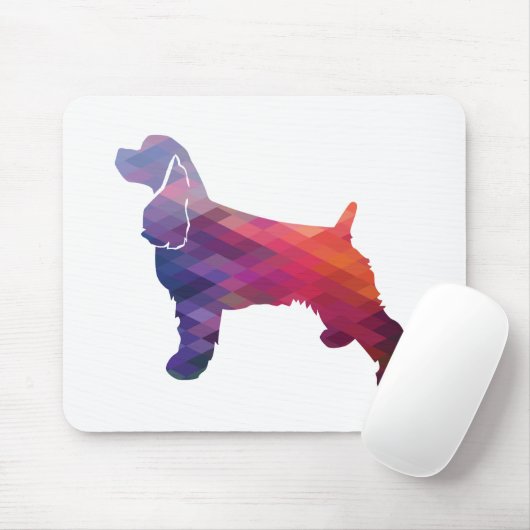 Cocker Spanel Silhouette Geometrisches Muster Pu Mousepad (Mit Mouse)