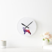 Cocker Spanel Silhouette Geometrisches Muster Pu Runde Wanduhr (Zuhause)