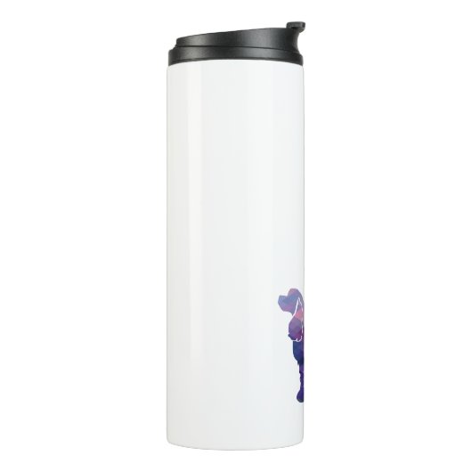 Cocker Spanel Silhouette Geometrisches Muster Pu Thermosbecher (Nach links gedreht)