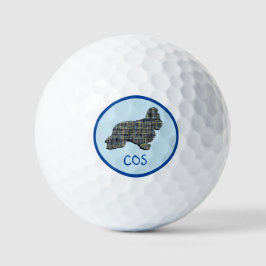 Cocker Spanel Silhouette Monogram Grid Blue Golfball