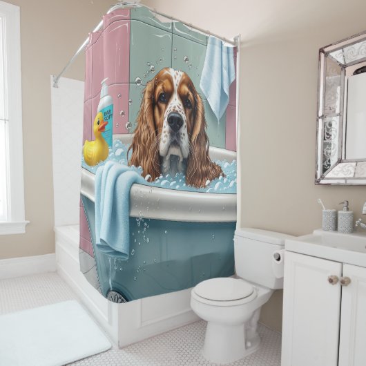 Cocker Spanel Sloppy Sleepy Niedlich Funny Duschvorhang (Beispiel)