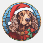 Cocker Spanel Stains Glass Weihnachten Runder Aufkleber (Vorderseite)