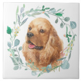 Cocker Spanel Wasserfarbe Keramik Tile Fliese (Vorderseite)
