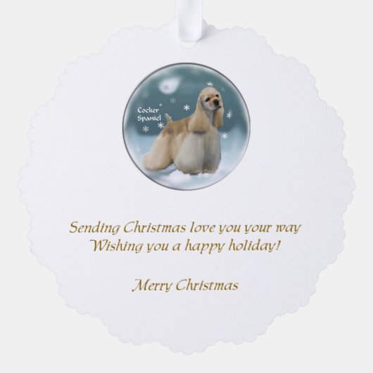 Cocker Spanel Weihnachtsgeschenke Ornament Karte (Rückseite)