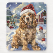 Cocker Spanel Winter Wonderland Weihnachtsfreude Mousepad (Vorne)