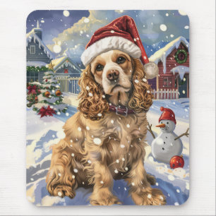 Cocker Spanel Winter Wonderland Weihnachtsfreude Mousepad