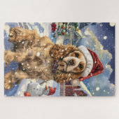 Cocker Spanel Winter Wonderland Weihnachtsfreude Puzzle (Horizontal)