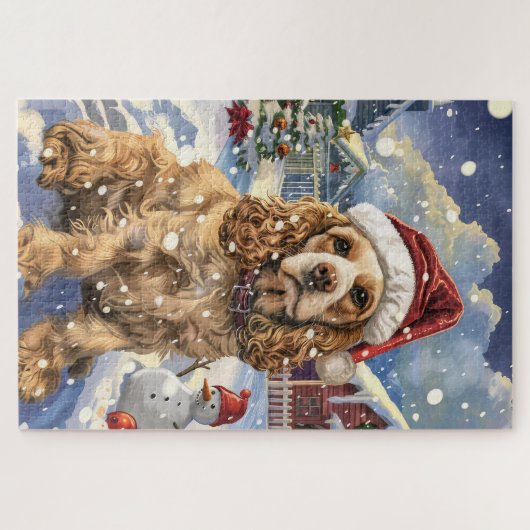 Cocker Spanel Winter Wonderland Weihnachtsfreude Puzzle (Horizontal)