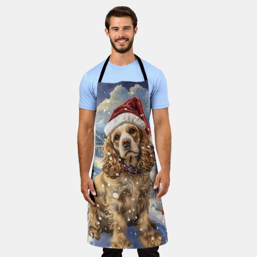 Cocker Spanel Winter Wonderland Weihnachtsfreude Schürze (Getragen)