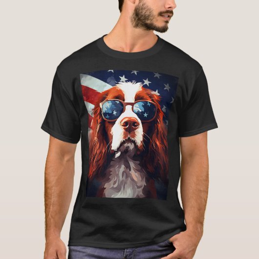 Cocker Spaniel 4. Juli amerikanische Flagge T-Shirt (Vorderseite)