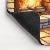 Cocker Spaniel am Kamin mit Weihnachtslichtern Mousepad (Ecke)
