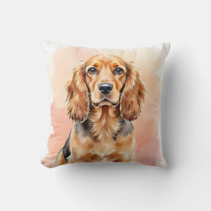 Cocker Spaniel Aquarell-Weichzeichnungs-Kunst Kissen