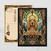 Cocker Spaniel, Art Deco Hund Postkarte (Vorne/Hinten)
