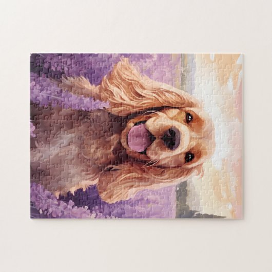 Cocker Spaniel auf dem Lavender-Feld Puzzle (Horizontal)