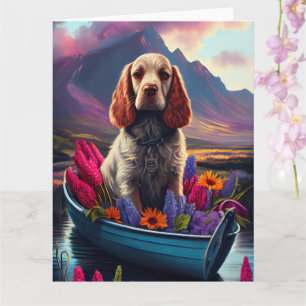 Cocker Spaniel auf einem Paddel: Ein landschaftlic Karte
