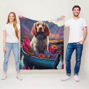 Cocker Spaniel auf einem Paddle: Ein Landschaftlic Fleecedecke