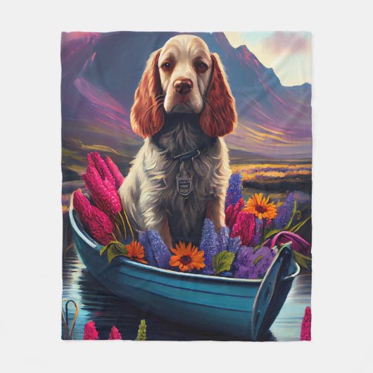 Cocker Spaniel auf einem Paddle: Ein Landschaftlic Fleecedecke (Vorderseite)