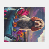 Cocker Spaniel auf einem Paddle: Ein Landschaftlic Fleecedecke (Vorderseite (Horizontal))