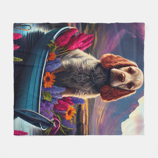 Cocker Spaniel auf einem Paddle: Ein Landschaftlic Fleecedecke (Vorderseite (Horizontal))