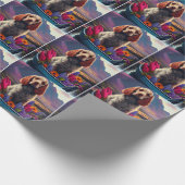 Cocker Spaniel auf einem Paddle: Ein Landschaftlic Geschenkpapier (Ecke)