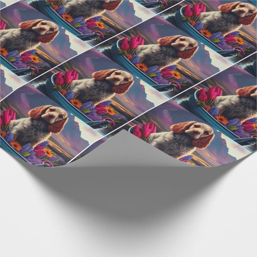 Cocker Spaniel auf einem Paddle: Ein Landschaftlic Geschenkpapier (Ecke)