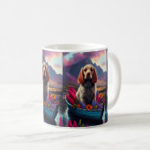 Cocker Spaniel auf einem Paddle: Ein Landschaftlic Kaffeetasse (VorderseiteRechts)