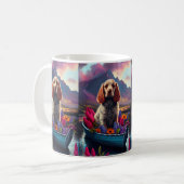 Cocker Spaniel auf einem Paddle: Ein Landschaftlic Kaffeetasse (Vorderseite Links)
