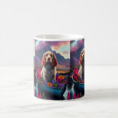 Cocker Spaniel auf einem Paddle: Ein Landschaftlic Kaffeetasse (Mittel)
