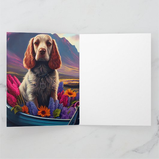 Cocker Spaniel auf einem Paddle: Ein Landschaftlic Karte (Innenseite)