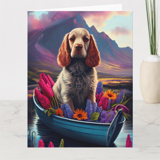 Cocker Spaniel auf einem Paddle: Ein Landschaftlic Karte (Vorderseite)