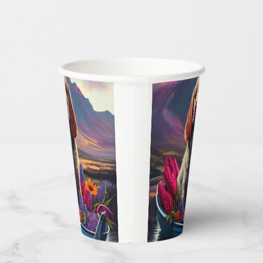 Cocker Spaniel auf einem Paddle: Ein Landschaftlic Pappbecher (Rechts)