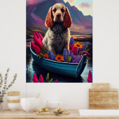 Cocker Spaniel auf einem Paddle: Ein Landschaftlic Poster (Küche)