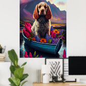 Cocker Spaniel auf einem Paddle: Ein Landschaftlic Poster (Heimbüro)