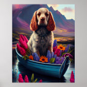 Cocker Spaniel auf einem Paddle: Ein Landschaftlic Poster (Vorne)